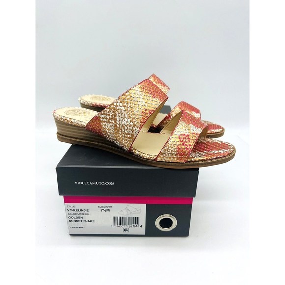 Vince Camuto Shoes - Vince Camuto WOMEN'S Relindie Demi-Wedge Slide Sandals - SUNSET SNAKE, US 7.5M